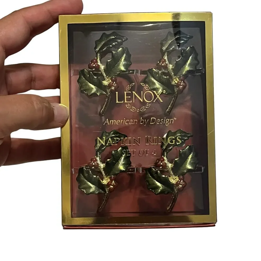 Lenox Holly Berry Napkin Rings Set of 4